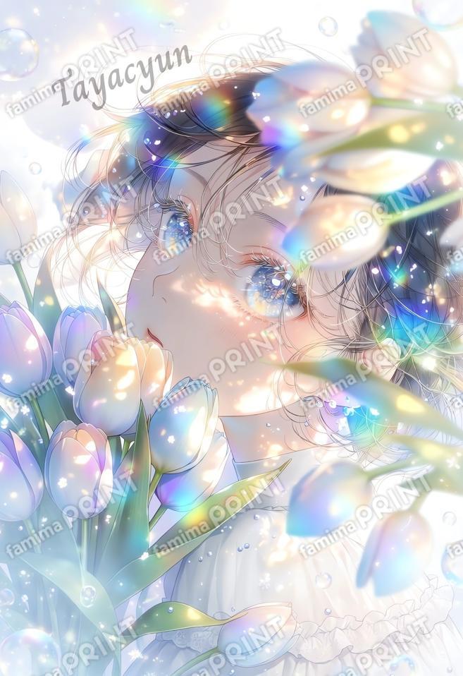 光に咲くチューリップ