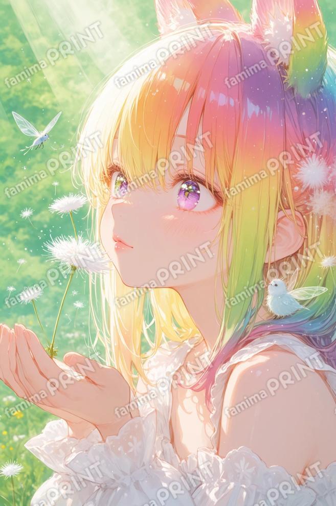 もふもふの少女と妖精