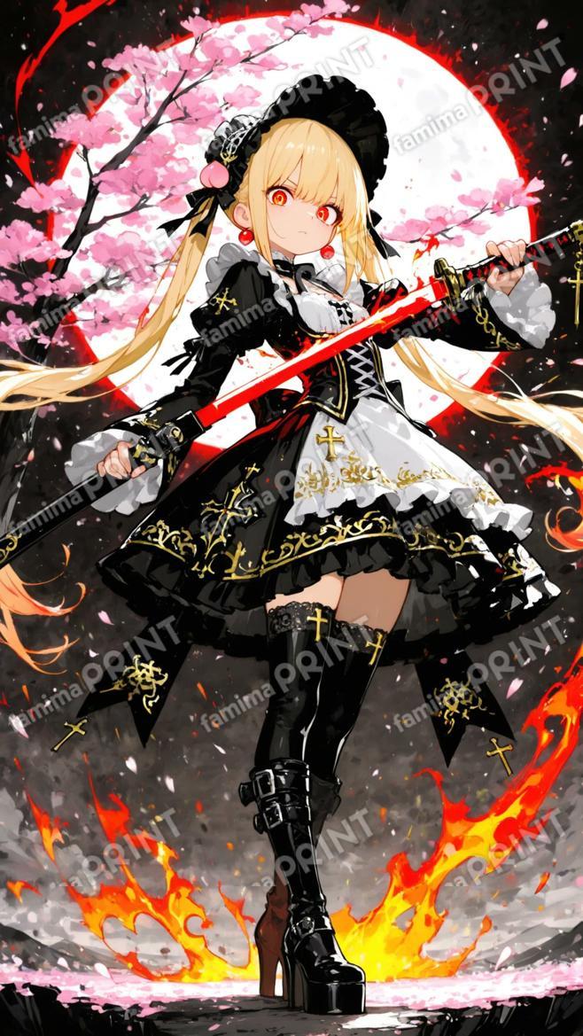 夜桜のゴスロリ剣客