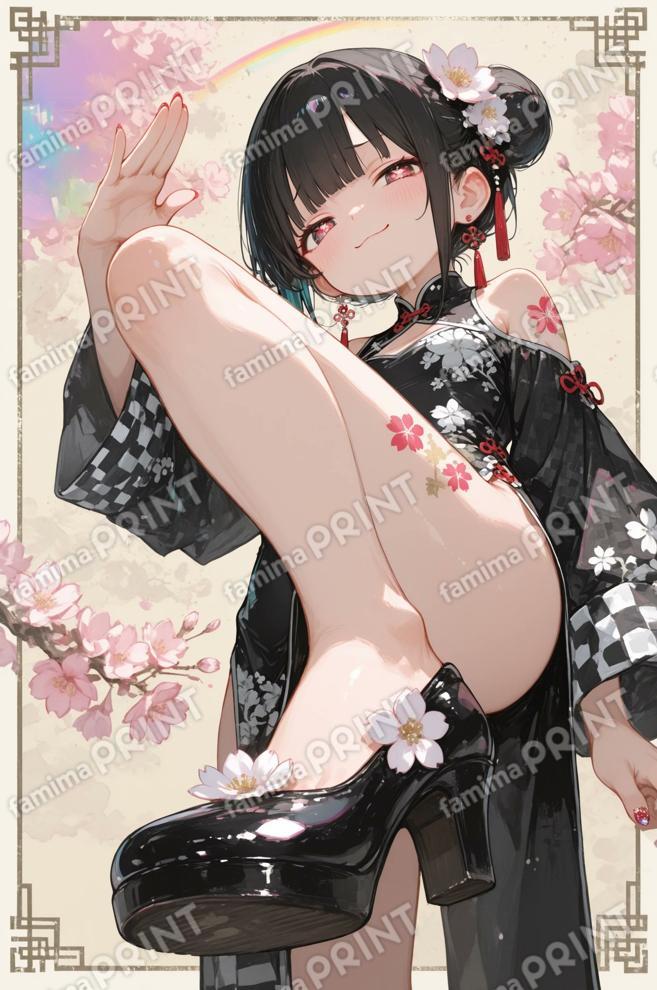 チャイナ服と桜