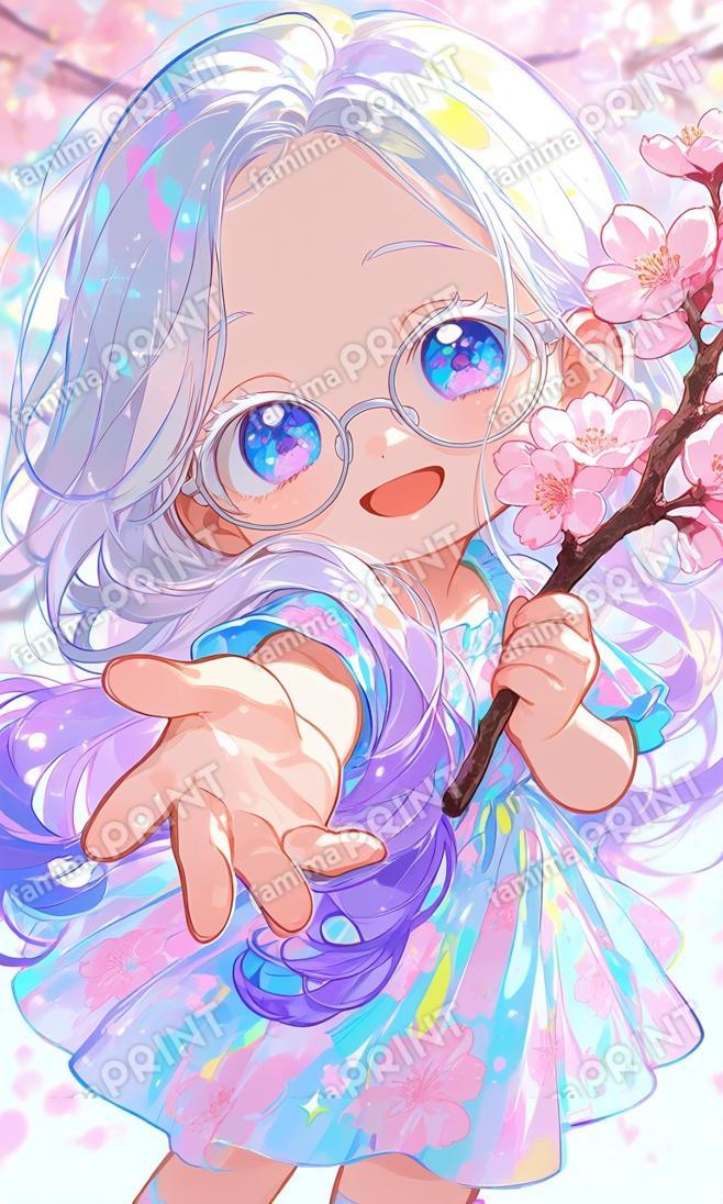 桜とちびメガネアイリ