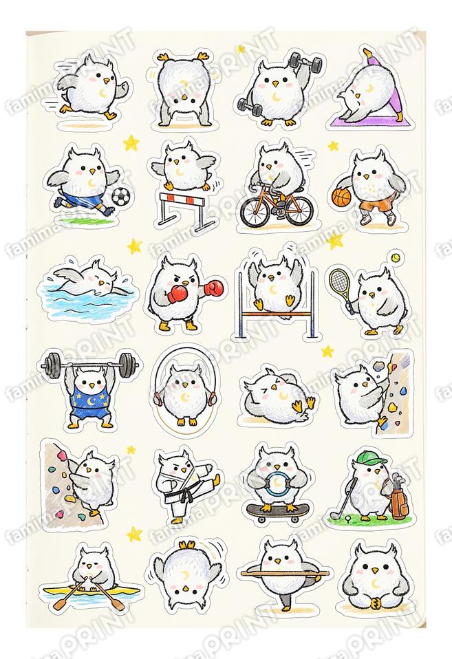 シロフクロウ 手帳シール風3