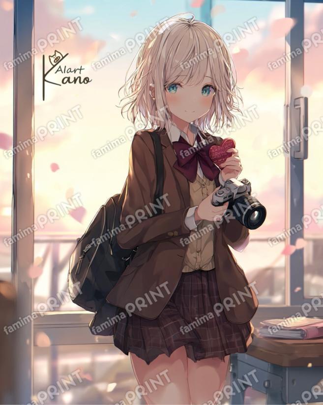 夕陽とJKフォトグラファーガール。