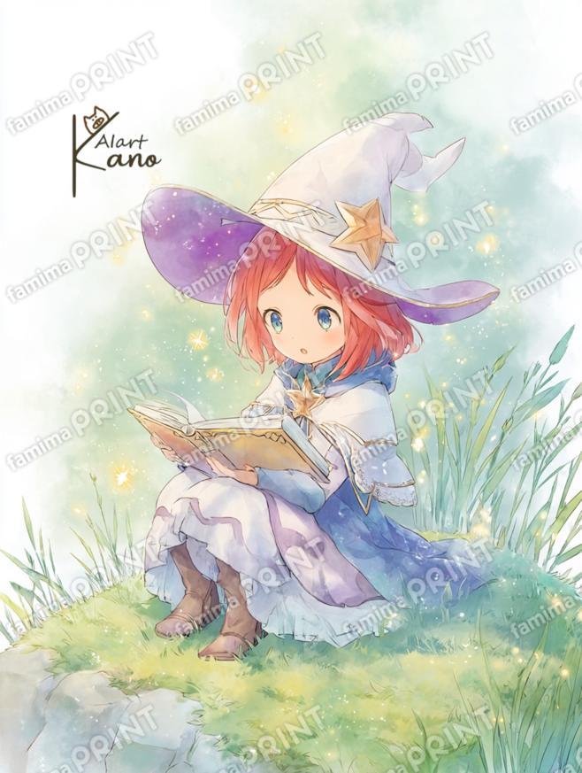 絵本を読むチビ魔女。