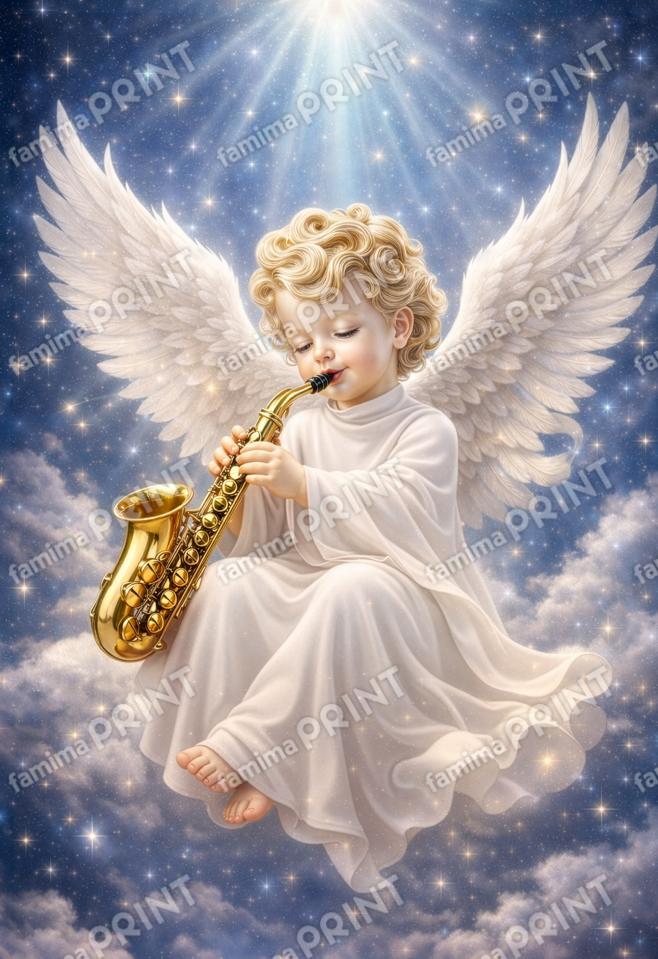 祝福のメロディーを奏でる天使（サックス）