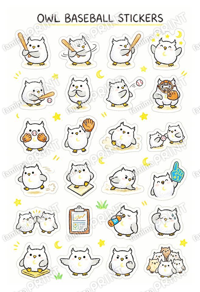 シロフクロウ 手帳シール風6