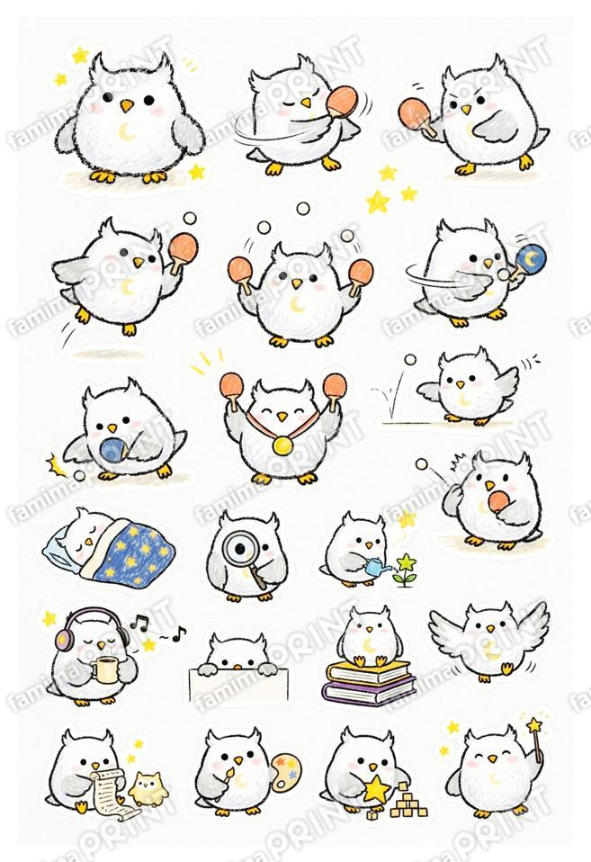 シロフクロウ 手帳シール風7