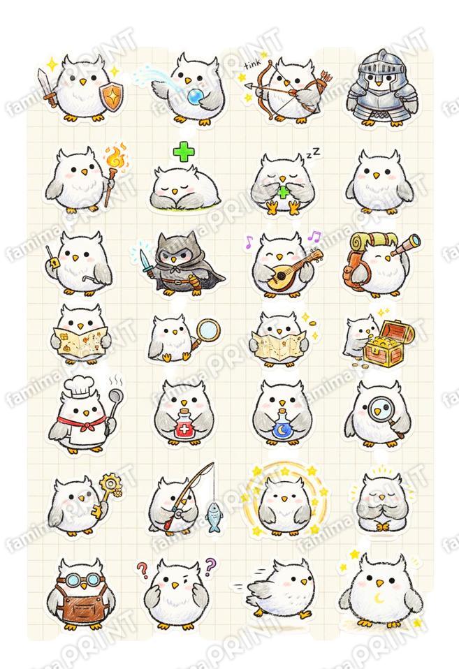 シロフクロウ 手帳シール風8