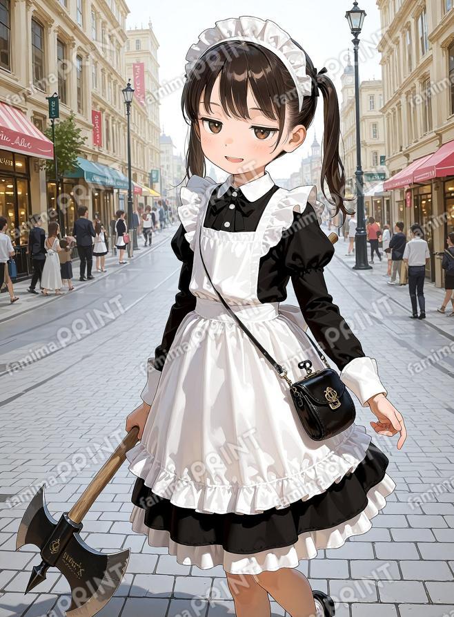 ジト目ちゃん、メイドさんと斧