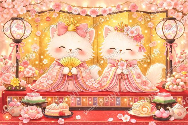 さららとふわりんのひな祭り