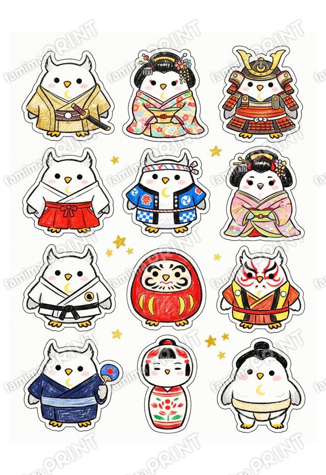 シロフクロウのラッピングシール6