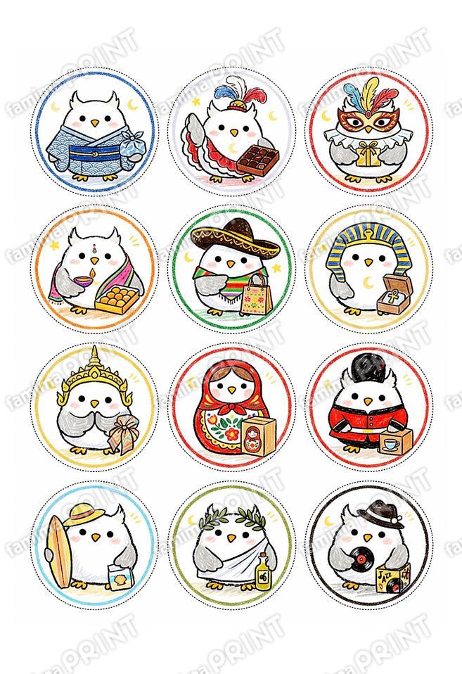 シロフクロウのラッピングシール7