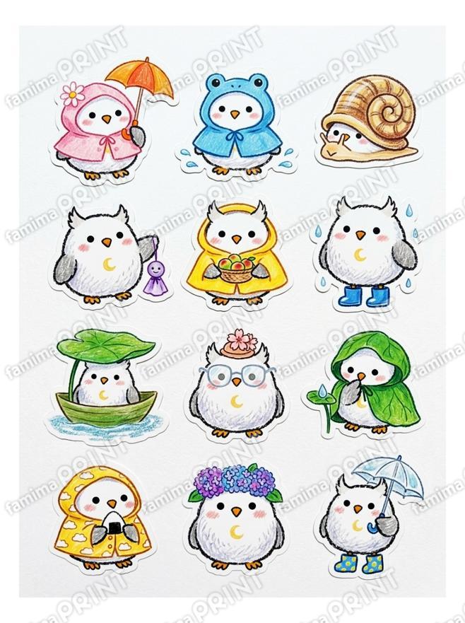 シロフクロウのラッピングシール8