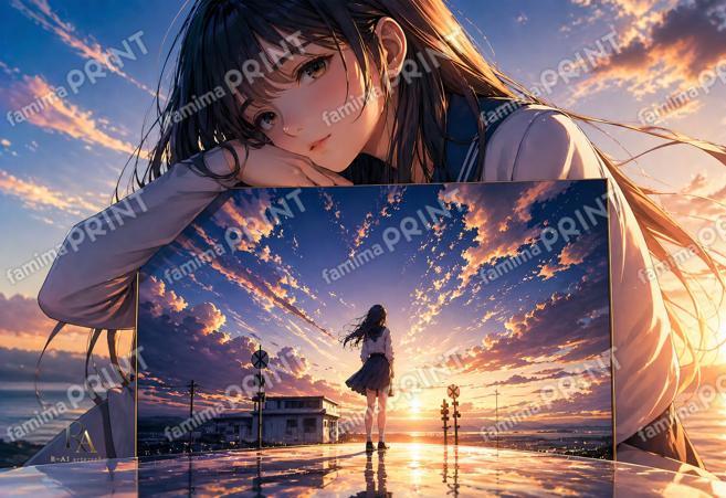 夕映えを抱く窓