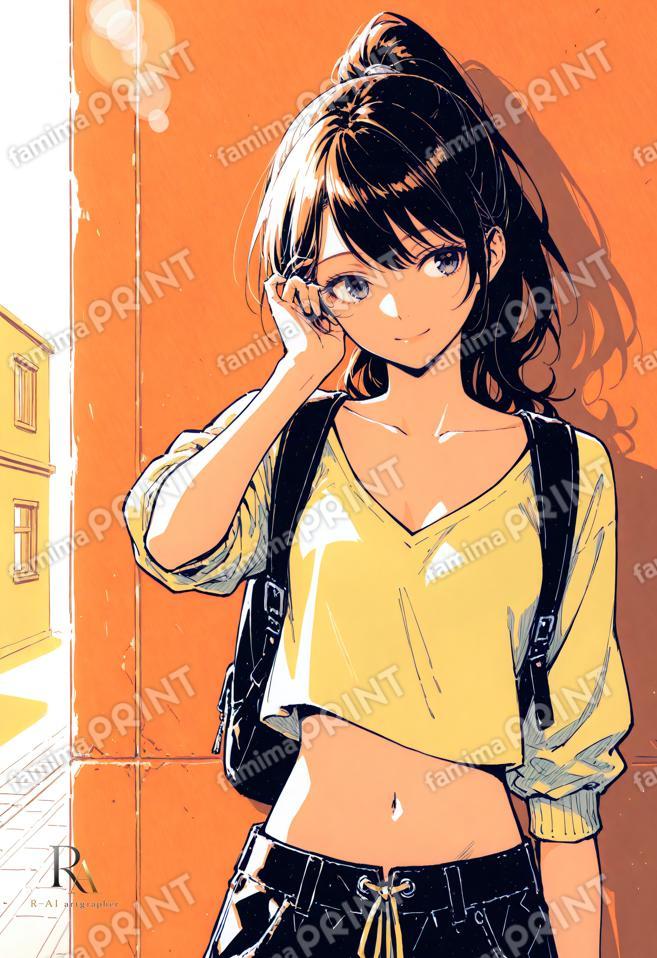 橙の壁、夏めく視線