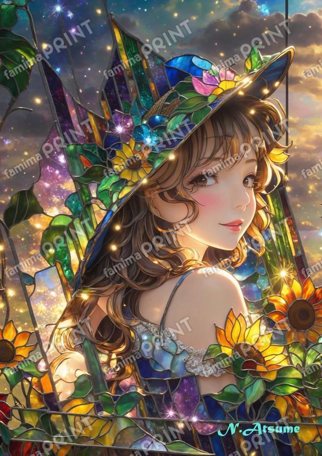 ヒマワリ娘のステンドグラス