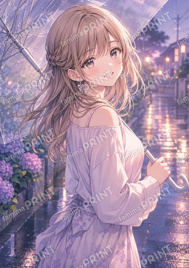 雨とあじさい