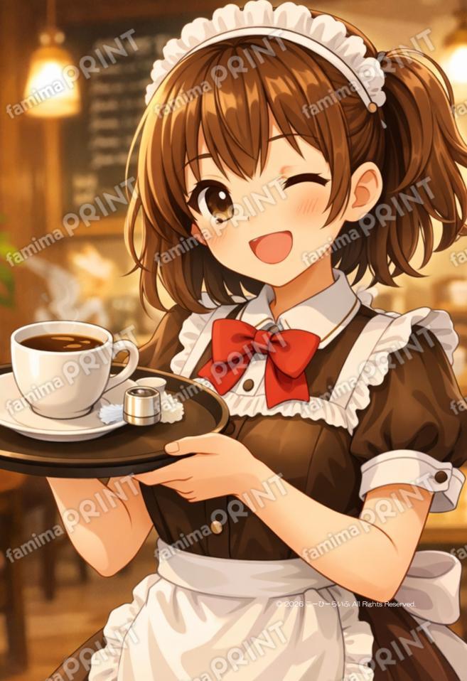 コーヒーを運ぶ看板娘さん