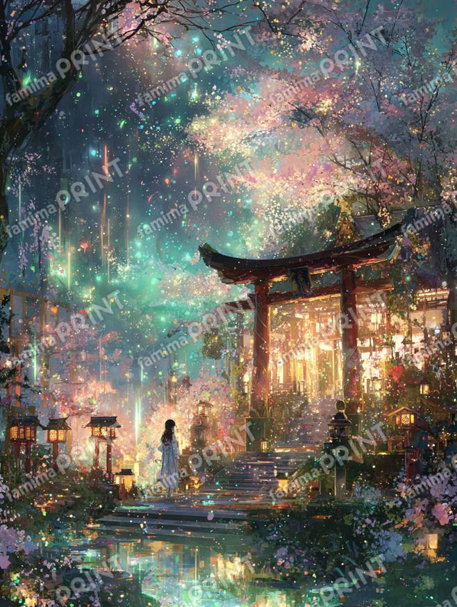 祈り灯る神域の夜