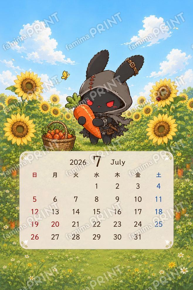 7月のポポルカレンダー🐰