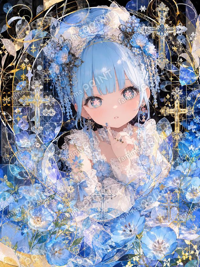 クリスタルボタニカルアートと花の少女